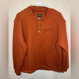 Stanley Rust Orange Henley Long Sleeve Sweater Heavyweight Size L EUC